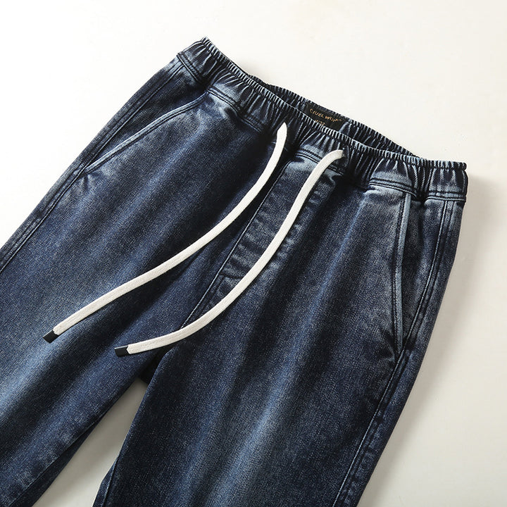 Herren Denim-Jogger mit elastischem Bund, Kordelzug und gekrempeltem Saum Echoarchiv