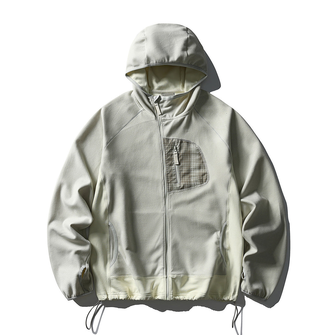Unisex Leichte Tech-Fleece Kapuzenjacke mit Frontreißverschluss, Brust-Zip-Tasche und Kordelzugsaum Echoarchiv
