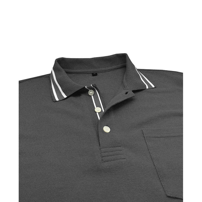 Herren elegantes Langarm-Polohemd mit modischem Kragen und praktischer Brusttasche Echoarchiv