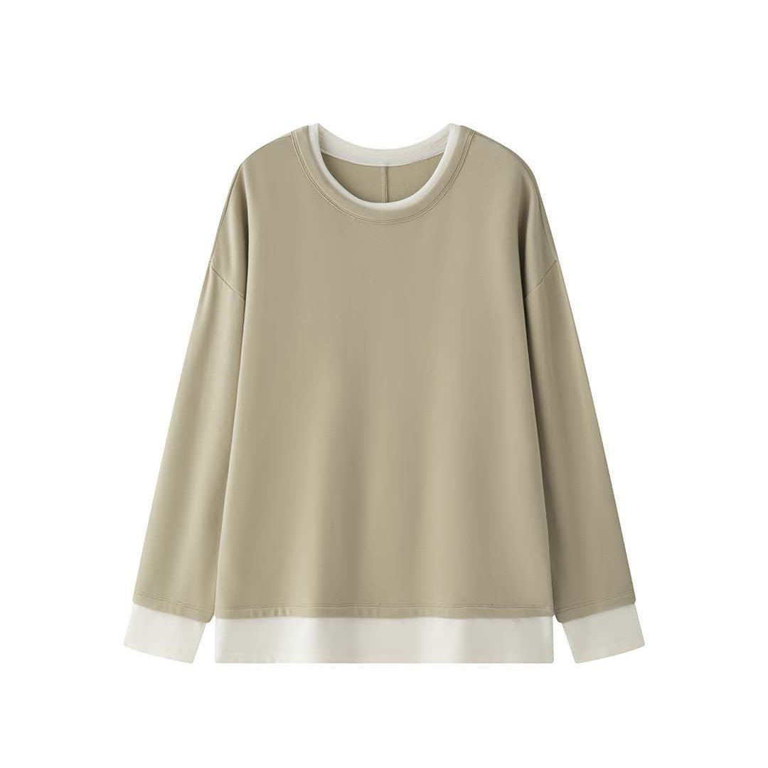 Damen Lässiges Layering‑Sweatshirt mit Rundhalsausschnitt und überschnittener Schulter Echoarchiv