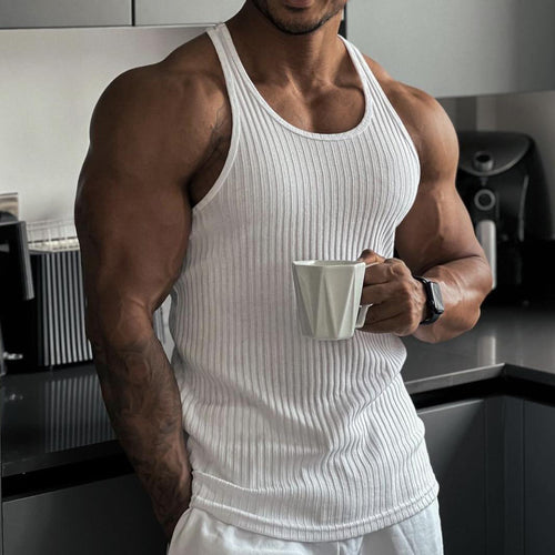 Herren Sportliches Ripp-Tanktop aus atmungsaktivem Material Echoarchiv