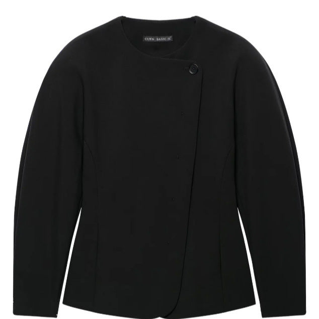 Damen Taillierte Blazerjacke mit asymmetrischer Knopfleiste und Rundhalsausschnitt Echo Archiv
