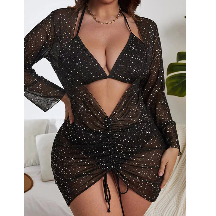 Damen Strandkleid mit gebundenem Ausschnitt und transparentem Design Echo Archiv