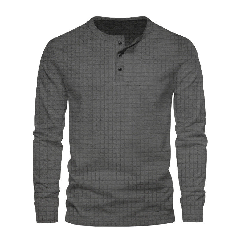 Herren Langarmshirt mit strukturiertem Gewebe und Knopfleiste Echoarchiv