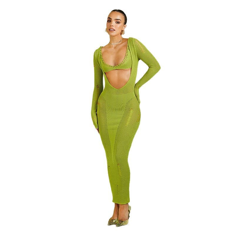Damen eng anliegendes Netzkleid mit Cut-Out-Details Echo Archiv