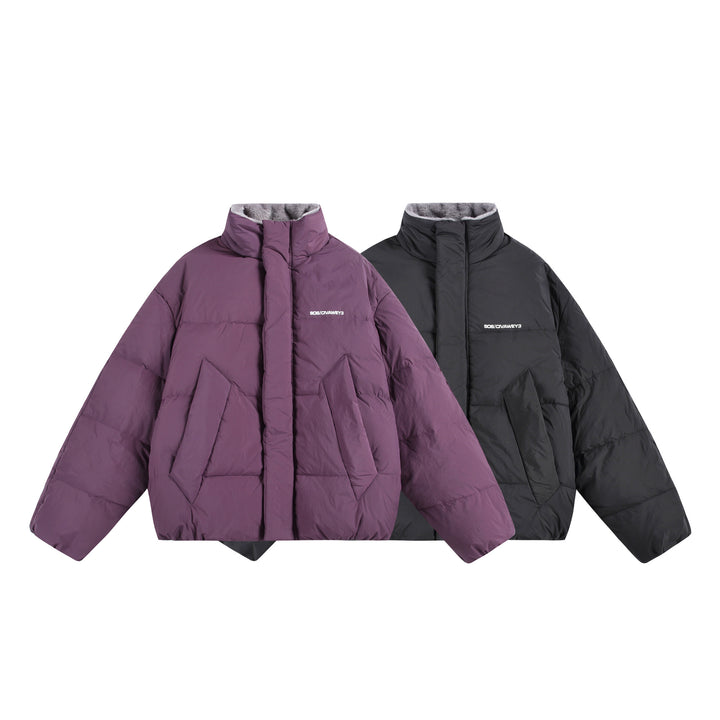 Damen Oversize Steppjacke mit hohem Plüschkragen und Windschutzleiste Echoarchiv