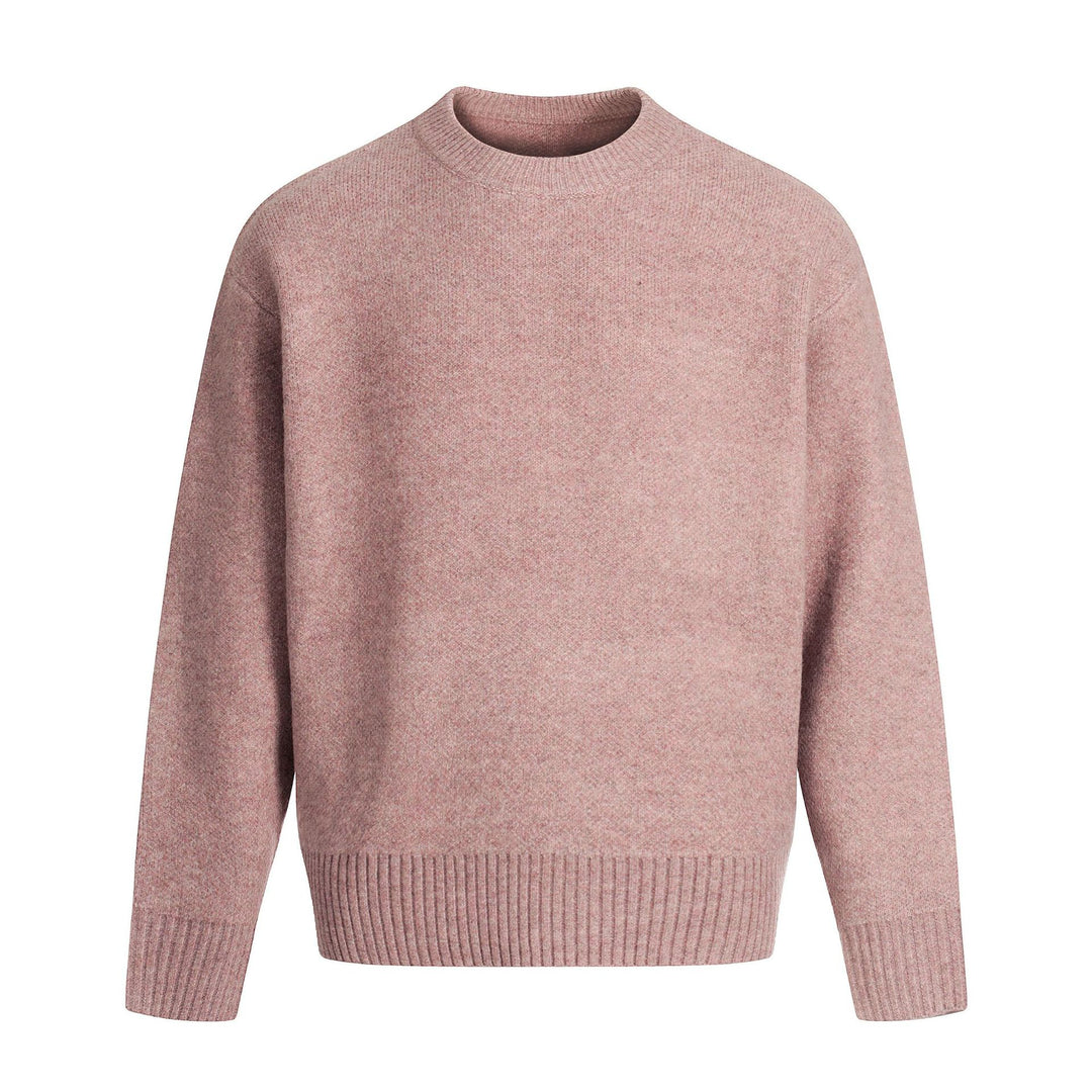 Unisex Feinstrickpullover mit Rundhalsausschnitt, Drop-Shoulder und breitem Rippenbund Echoarchiv