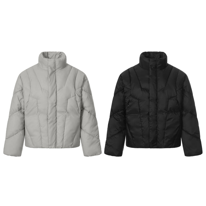 Unisex Kurze gesteppte Isolationsjacke mit wärmendem Funnelkragen Echoarchiv