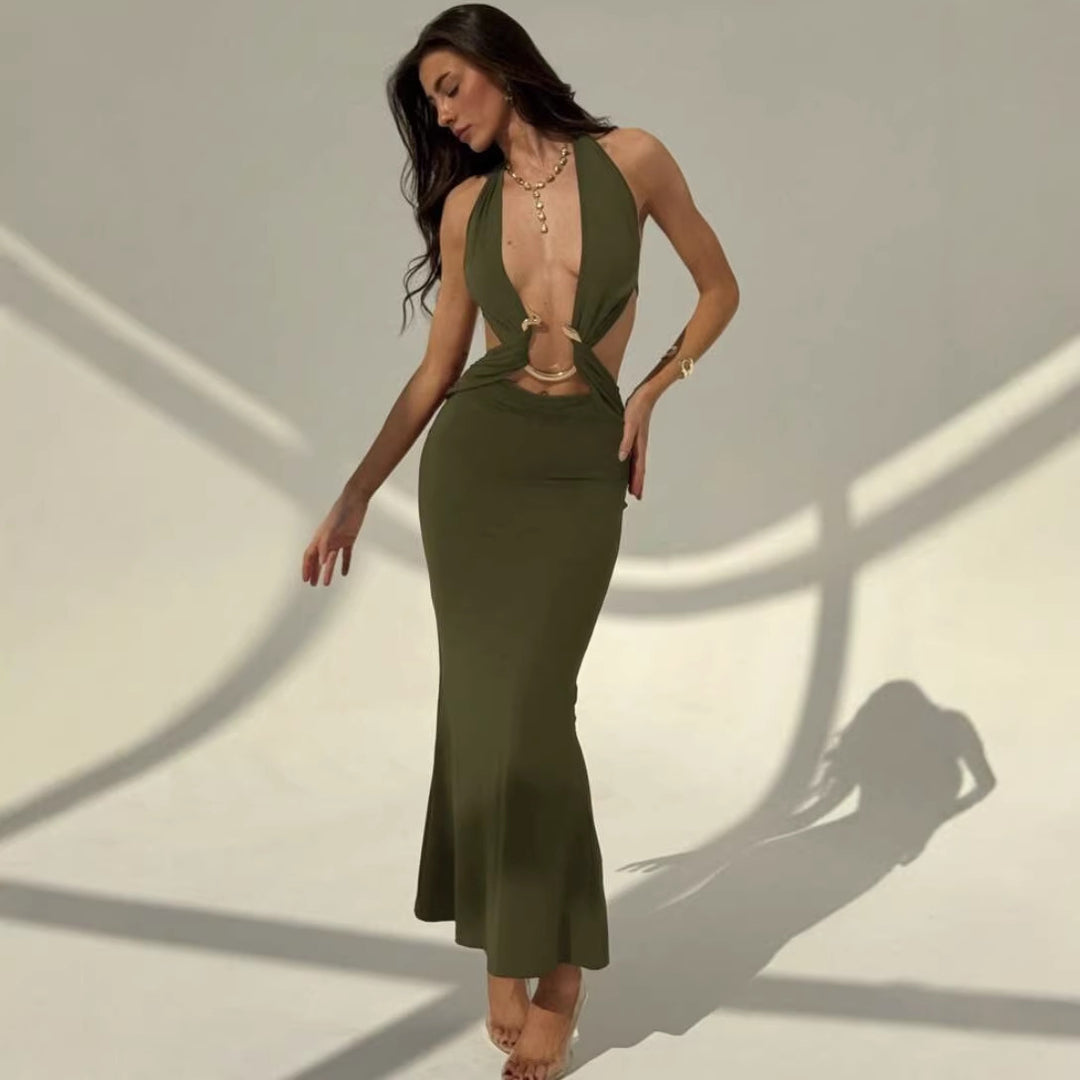 Damen Maxi-Kleid mit verführerischem Halterneck und eleganten Cut-Out-Details Echo Archiv