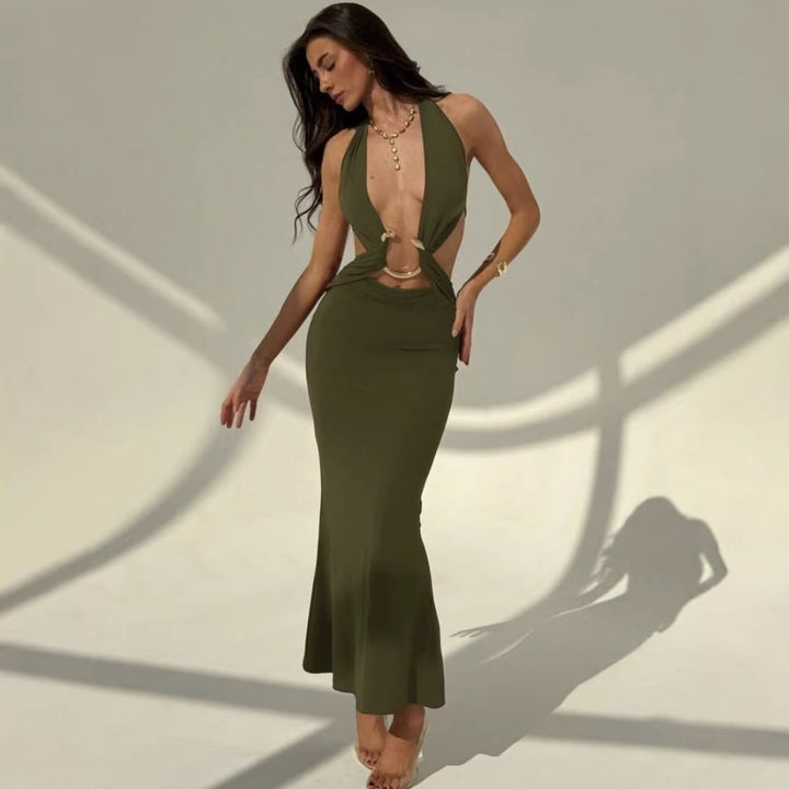 Damen Maxi-Kleid mit verführerischem Halterneck und eleganten Cut-Out-Details Echo Archiv