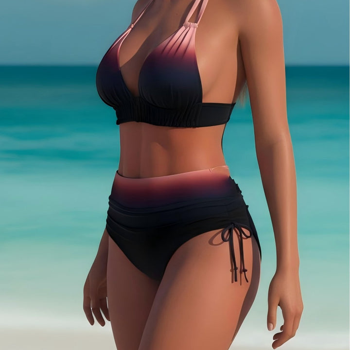 Damen Bikini-Set mit verstellbaren Trägern und hohem Taillenschnitt Echo Archiv