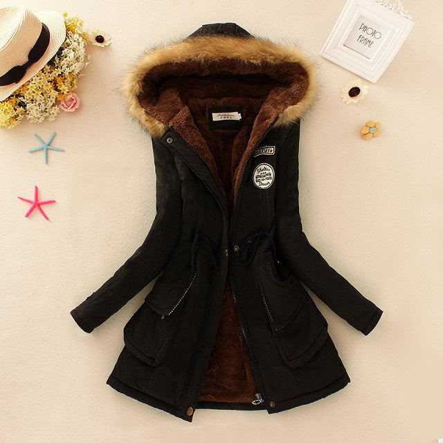 Damen nan gefütterter Parka mit Kunstfellkapuze und Teddyfutter Echo Archiv