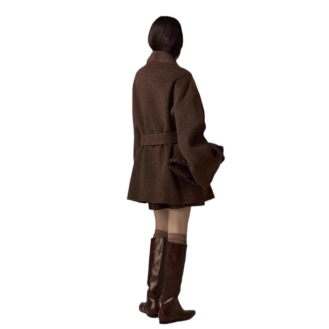 Damen Oversized Wollmantel mit Gürtel Echoarchiv