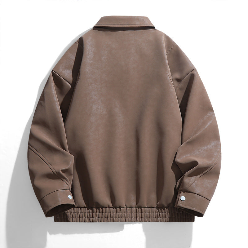 Herren lässige Kunstlederjacke mit praktischen Taschen Echoarchiv