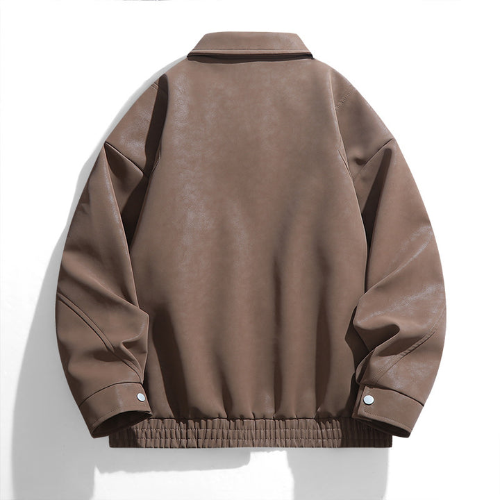 Herren lässige Kunstlederjacke mit praktischen Taschen Echoarchiv