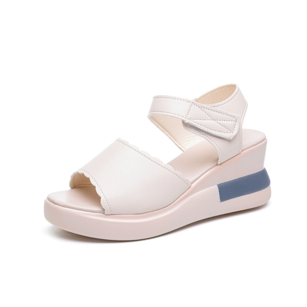 Damen nan Plateau-Pantolette mit überkreuzten Lederoptik-Riemen und ergonomischem Fußbett Echo Archiv