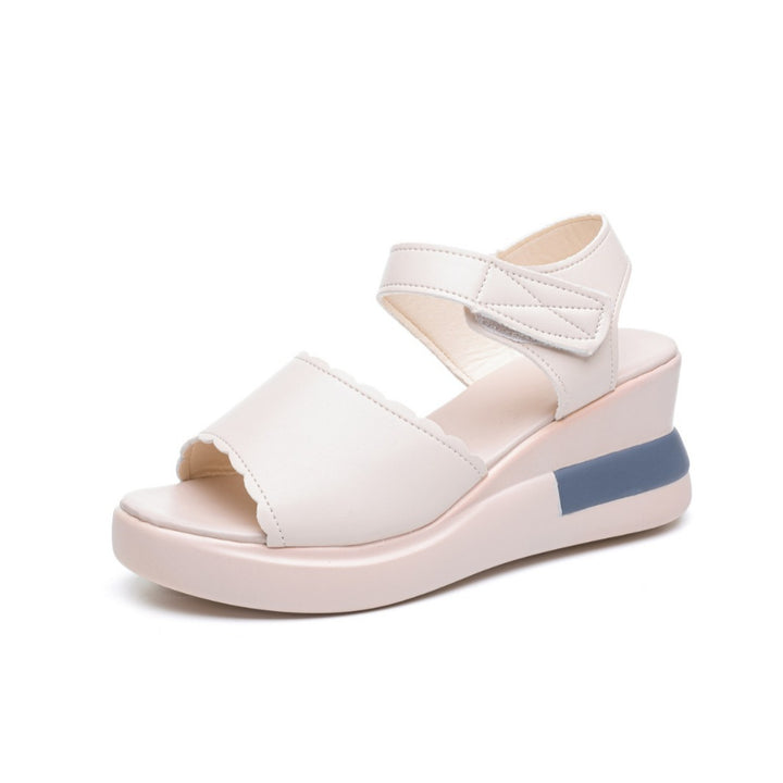 Damen nan Plateau-Pantolette mit überkreuzten Lederoptik-Riemen und ergonomischem Fußbett Echo Archiv