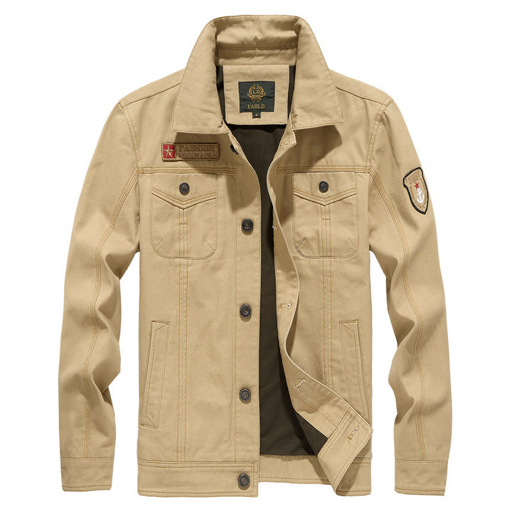 Herren Robust verarbeitete Canvas-Workerjacke mit Brustklappen, Innensaumfutter und Badge-Details Echo Archiv