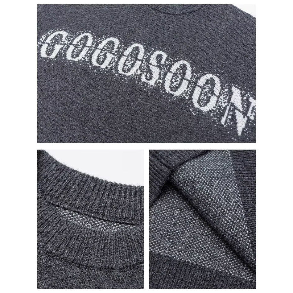 Damen Oversized Strickpullover mit Schriftzug Echoarchiv
