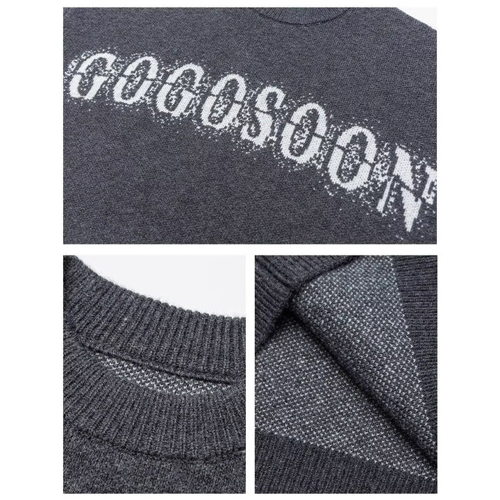 Damen Oversized Strickpullover mit Schriftzug Echoarchiv