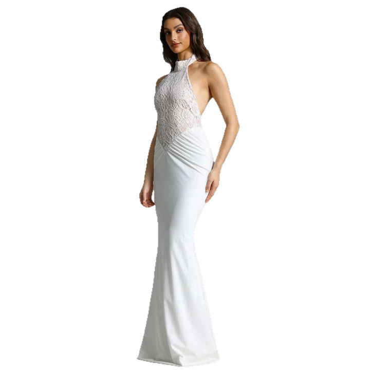 Damen Elegantes Bodenkonturen-Abendkleid mit Spitzenoberteil Echo Archiv