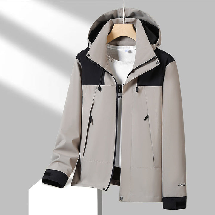 Herren Leichte Softshelljacke mit Kontrast-Schulter, verstellbarer Kapuze und wasserabweisender Membran Echoarchiv
