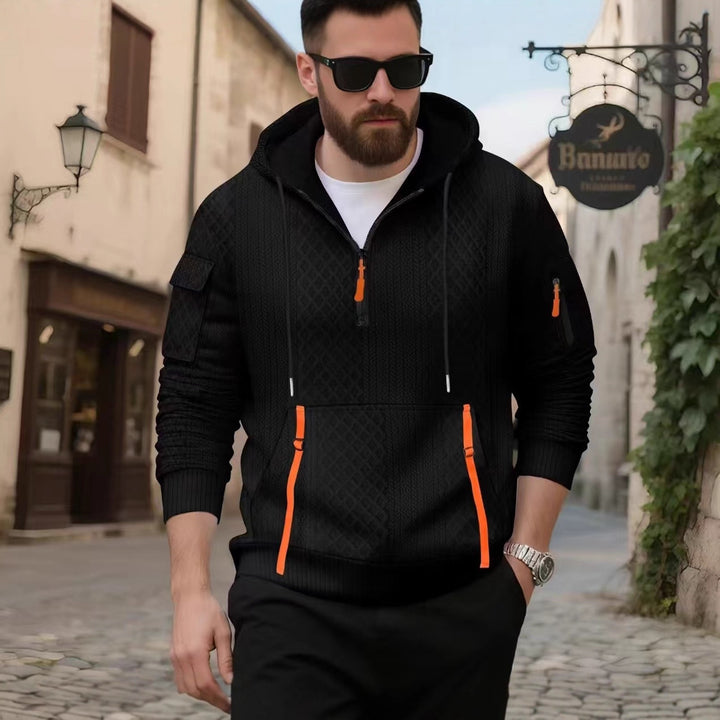 Herren sportlicher Kapuzenpullover mit strukturiertem Design und praktischen Reißverschlusstaschen Echoarchiv