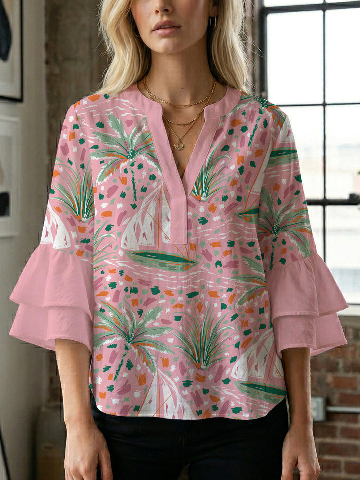 Damen Bluse mit Rüschendetails und auffälligem Animal-Print Echo Archiv