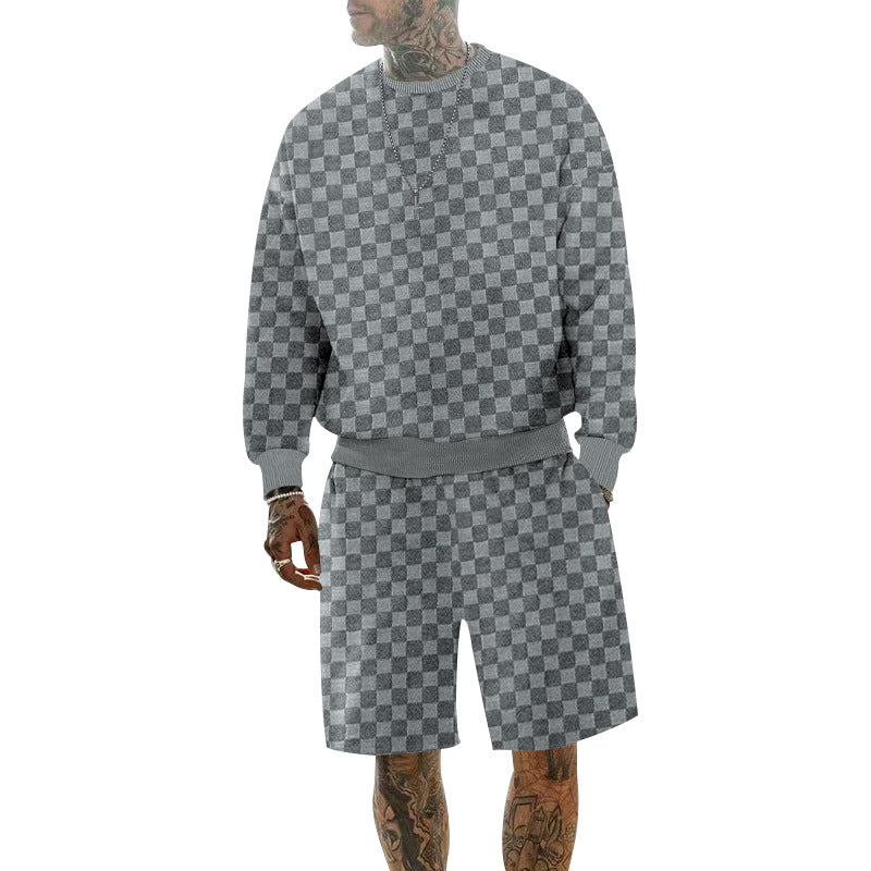 Herren lässiges Sweatshirt- und Shorts-Set aus atmungsaktivem Material mit elastischem Bund Echoarchiv