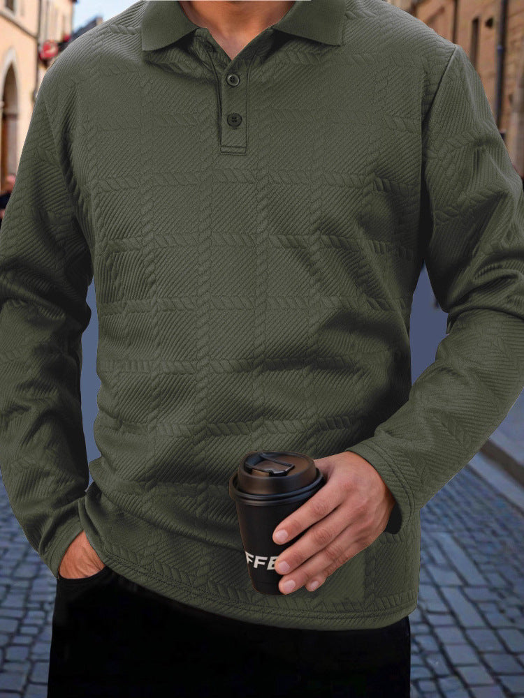 Herren stylisches Langarm-Polohemd mit strukturiertem Design Echoarchiv