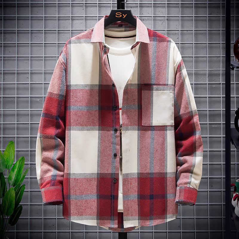 Herren nan karierte Flanell-Hemdjacke im Oversize-Schnitt mit aufgesetzter Brusttasche Echo Archiv