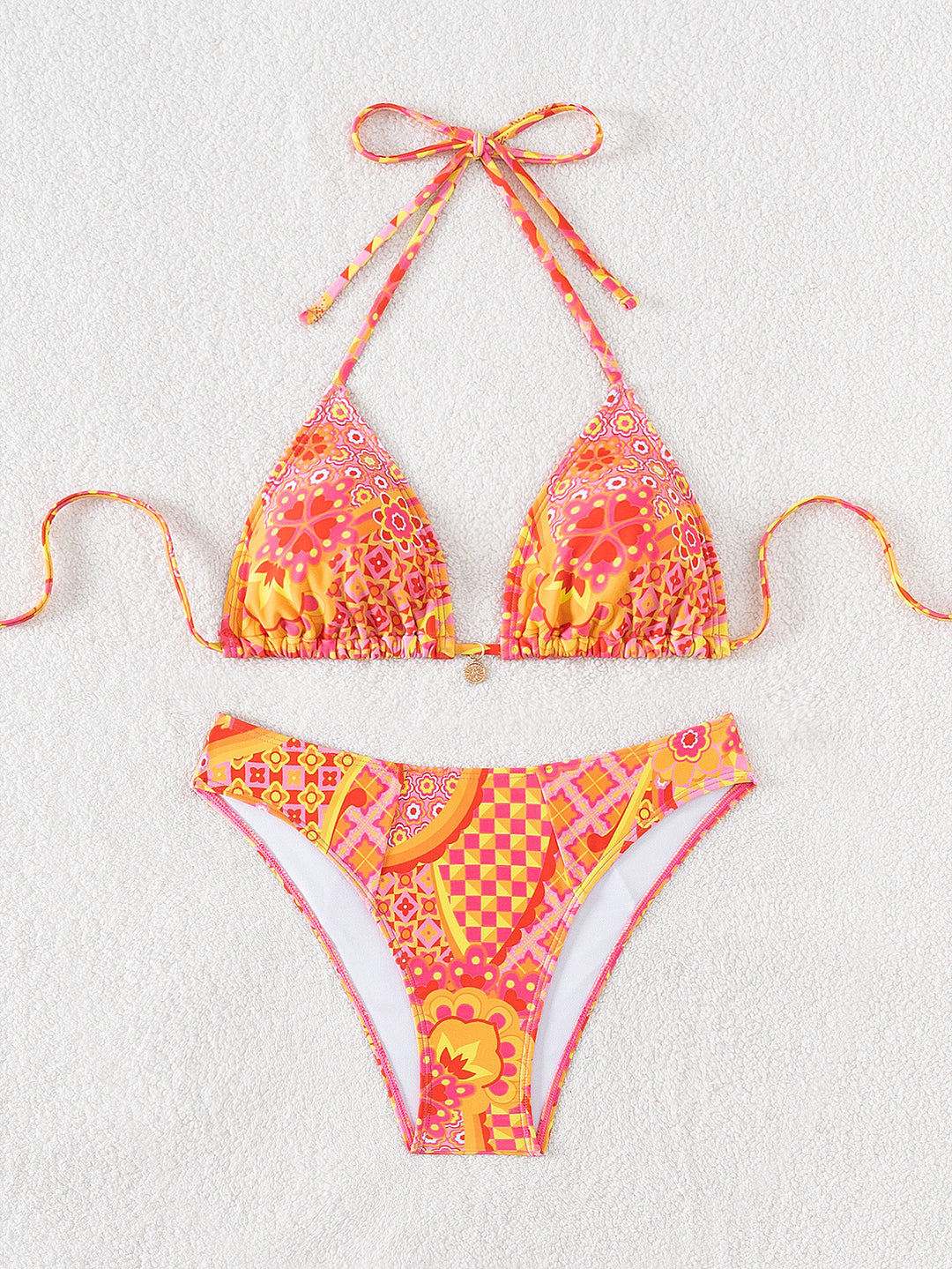 Damen Triangel-Bikini mit verspieltem Palmenmuster Echo Archiv