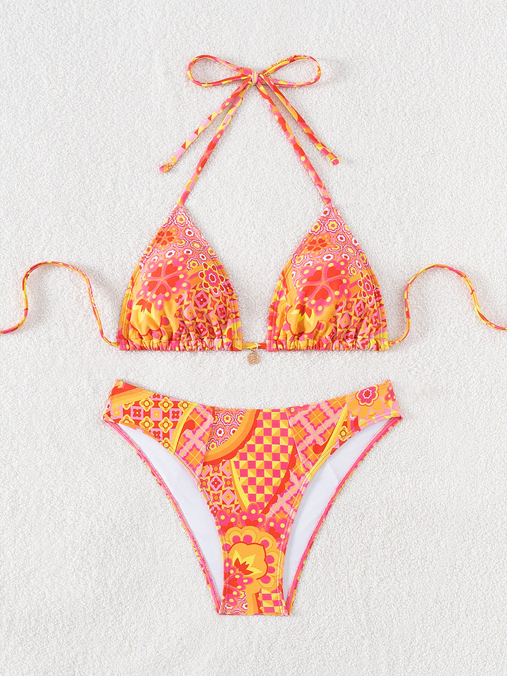 Damen Triangel-Bikini mit verspieltem Palmenmuster Echo Archiv