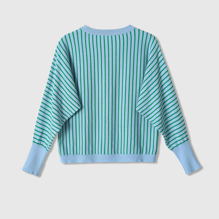 Damen Gestreifter Feinstrickpullover mit kastiger Cropped-Passform Echoarchiv