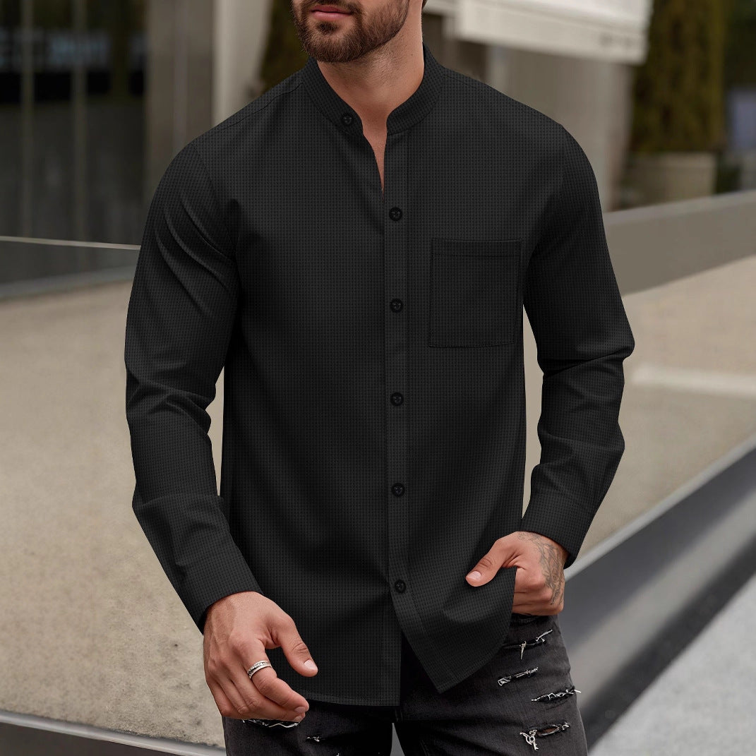 Herren Elegantes Hemd mit Stehkragen Echoarchiv