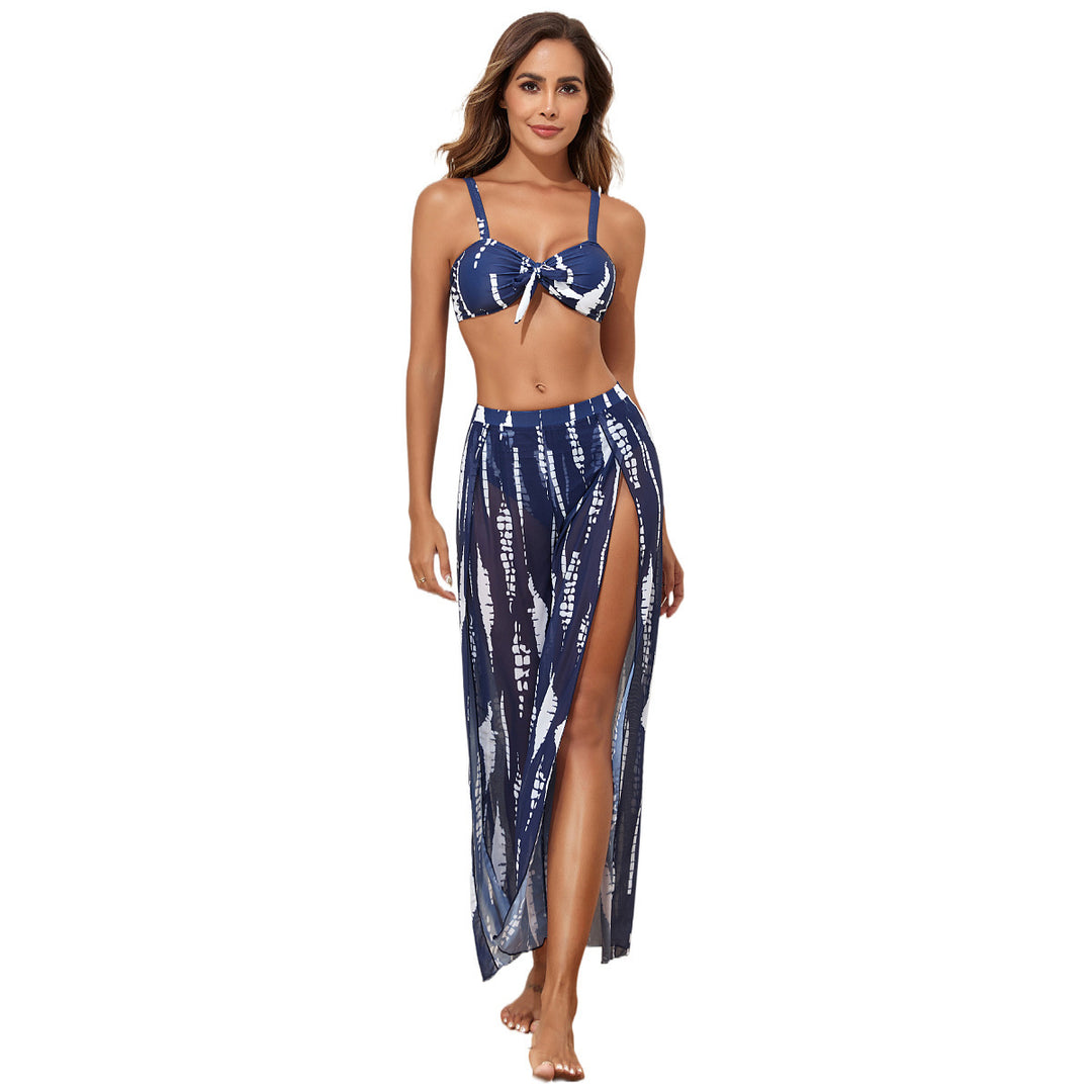Damen Bikini-Set mit floralem Zufallsmuster und passendem Wickelrock Echo Archiv