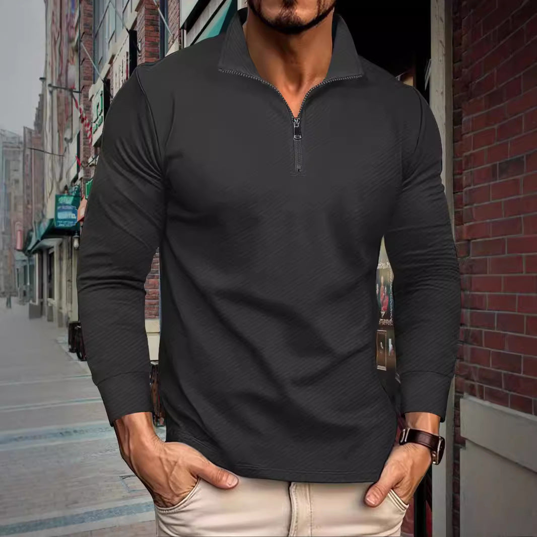 Herren Sportliches Langarmshirt mit Reißverschluss und lässigem Schnitt Echoarchiv