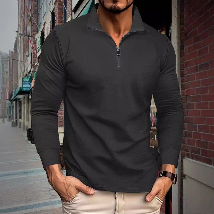 Herren Sportliches Langarmshirt mit Reißverschluss und lässigem Schnitt Echoarchiv