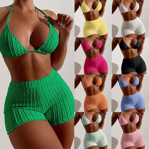 Damen Bikini-Set mit strukturierter Oberteil- und Short-Kombination Echo Archiv
