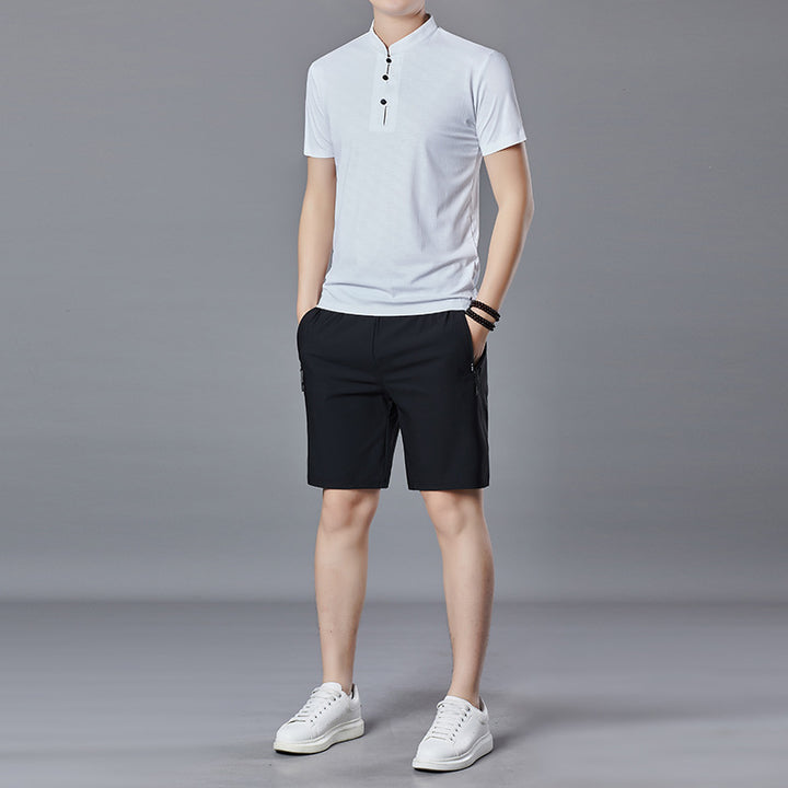 Herren Poloshirt mit kurzem Kragen und lässigen Shorts Echoarchiv