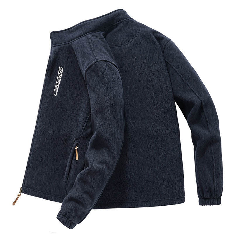Herren Hochflor-Fleecejacke mit Sherpa-Innenfutter, Stehkragen und verdeckten Reißverschlusstaschen – Taviero