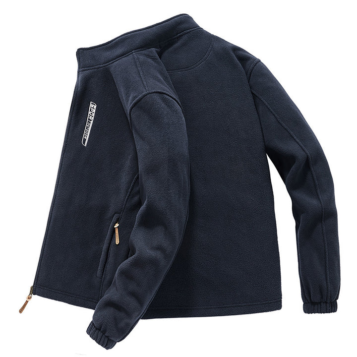 Herren Hochflor-Fleecejacke mit Sherpa-Innenfutter, Stehkragen und verdeckten Reißverschlusstaschen – Taviero