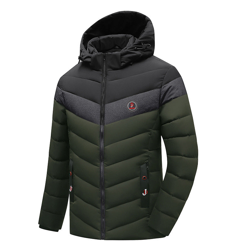 Herren Steppanorak mit Kapuze und wattierter Chevron-Isolationsjacke Echoarchiv