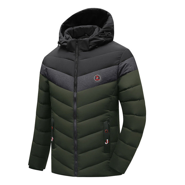 Herren Steppanorak mit Kapuze und wattierter Chevron-Isolationsjacke Echoarchiv