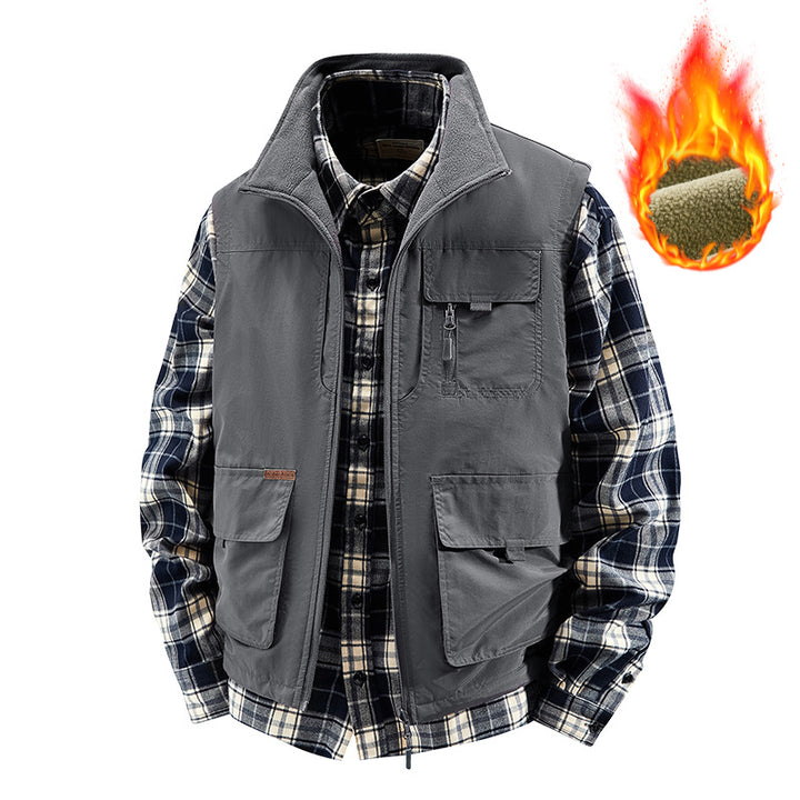 Herren Isolierte Outdoor-Arbeitweste mit hochschließendem Kragen, Fleece-Innenfutter und vielseitigen Organizer‑Taschen Echo Archiv