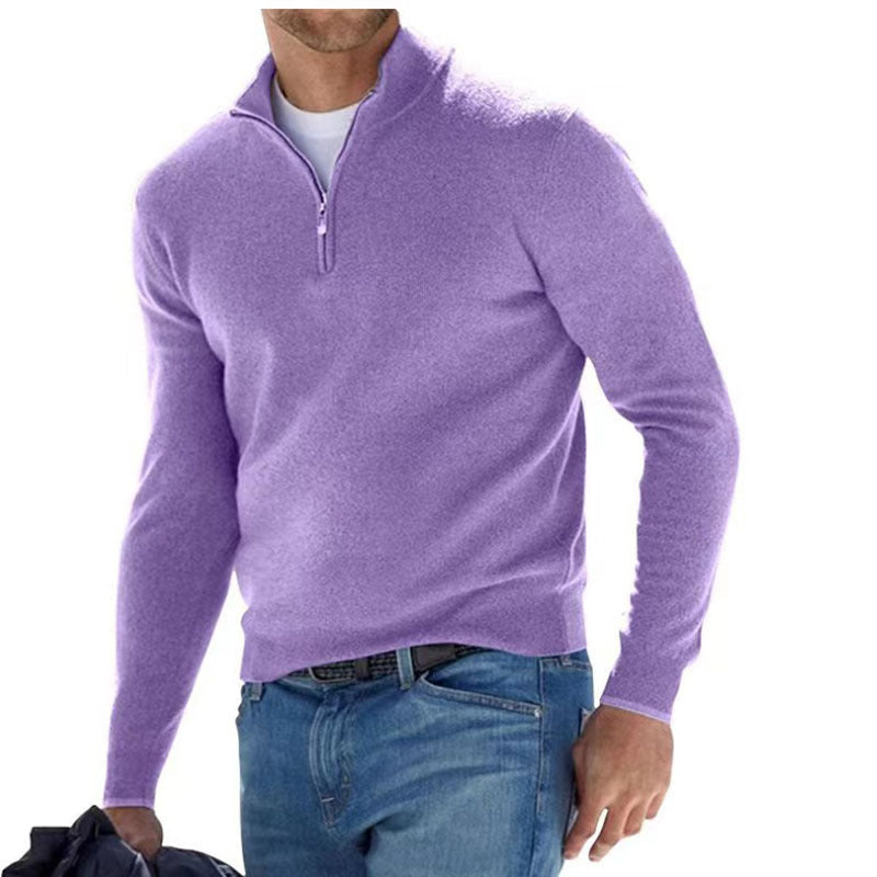 Herren Feiner Strickpullover mit kurzem Reißverschluss und Troyerkragen Echo Archiv