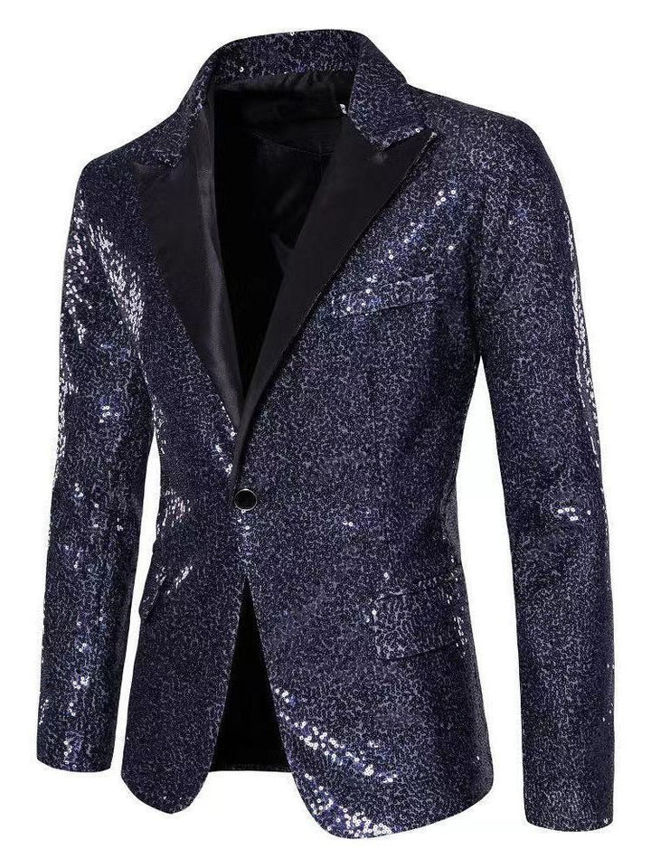 Herren eleganter Pailletten-Blazer mit edel dekorativen Akzenten Echoarchiv