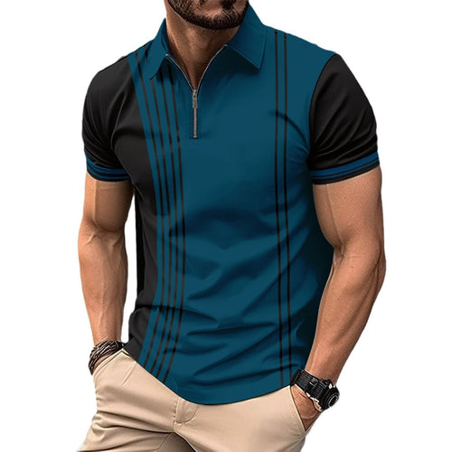 Herren sportliches Kurzarm Poloshirt mit modischem Reißverschluss Echoarchiv