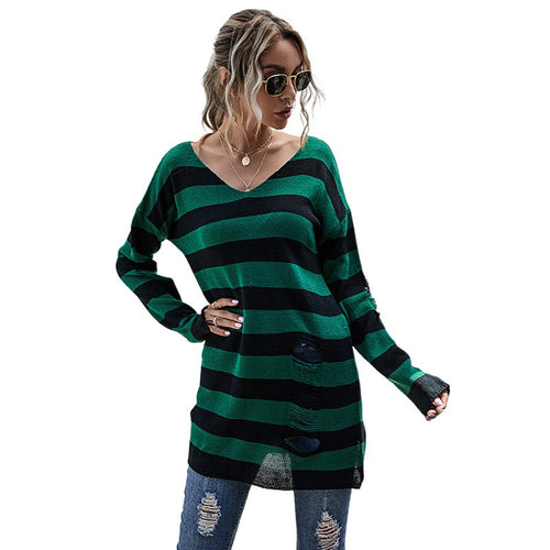 Damen Off-Shoulder Strickpullover mit Streifen Echo Archiv