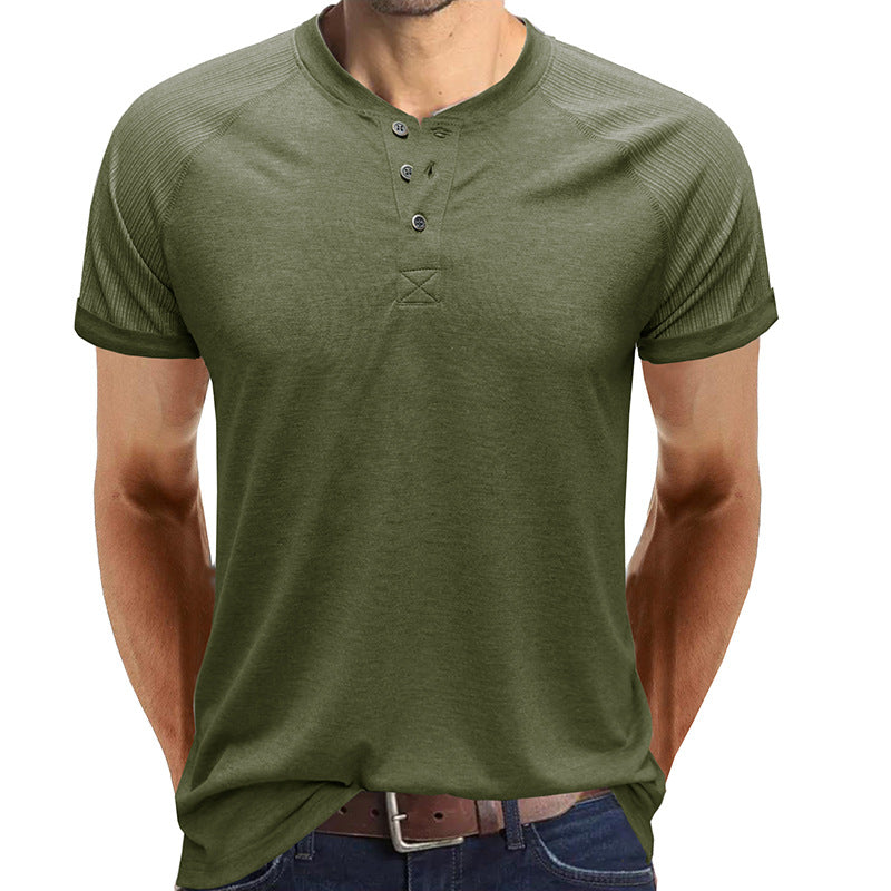Herren Kurzarmshirt mit stilvollen Rippendetails und Knopfverschluss Echoarchiv